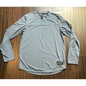 Adidas Shirt Adult M Long Sleeve Blue Gray Athletic Comfort Brand with 3 Stripes